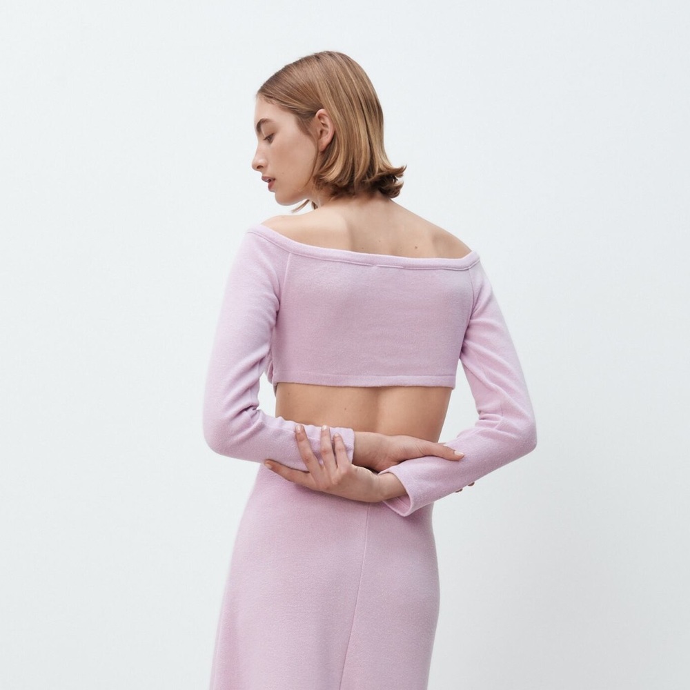 Zara Soft Cropped Ruched Cardigan - Picture 6 of 10